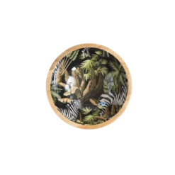 By Room Schaal Rond ø 18 Cm Mangohout Zebra In Jungle