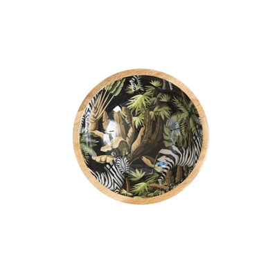 By Room schaal rond ø 18 cm mangohout zebra in jungle