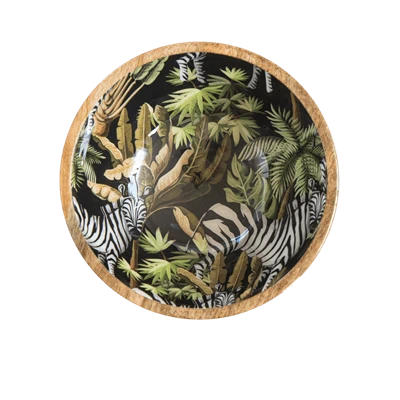 By Room schaal rond ø 25 cm mangohout zebra in jungle