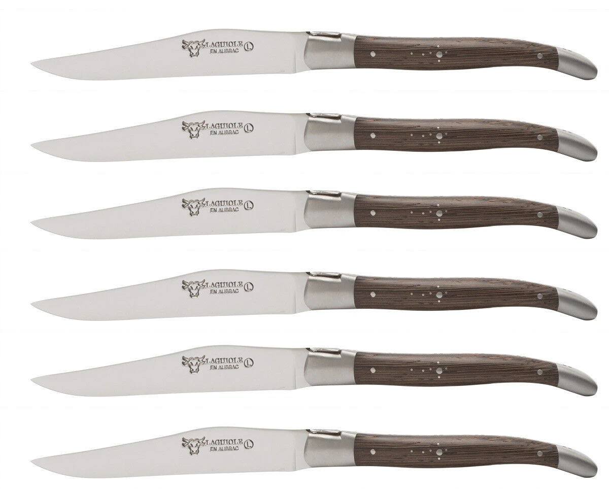 Laguiole en Aubrac Shepherd's Cross steakmes 11,5 cm wengéhout 6 stuks
