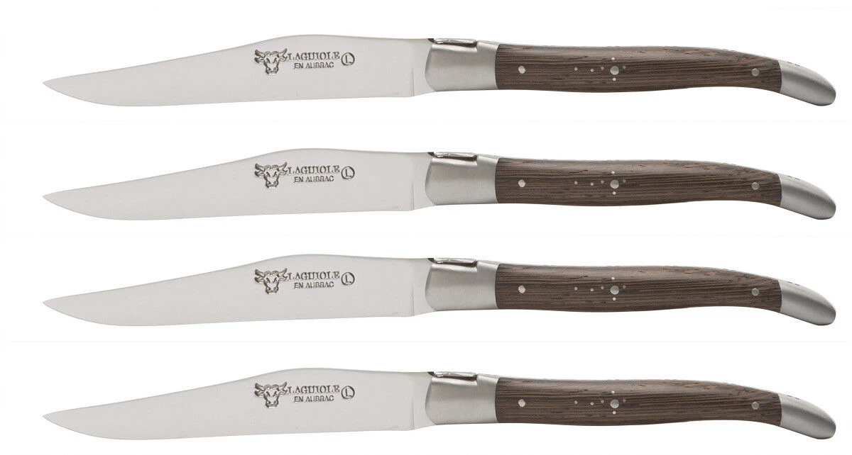 Laguiole en Aubrac Shepherd's Cross steakmes 11,5 cm wengéhout 4 stuks