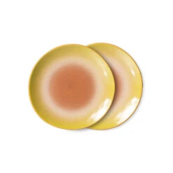 HK Living 70's ACE7070 Eclipse Dessertbord ø 17,5 Cm Aardewerk 2 Stuks