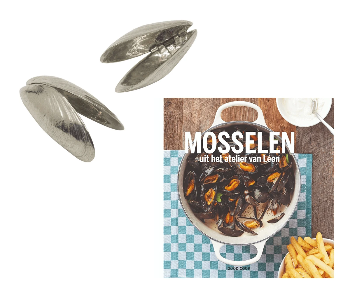 Mosselen uit het atelier van Léon + Zeeuws mosselbestek 2 stuks