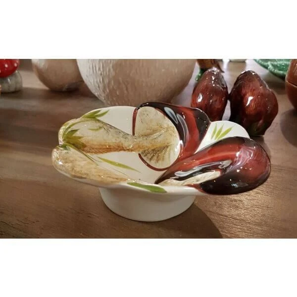 Oldenhof kleine diepe schaal paddenstoelen bruin