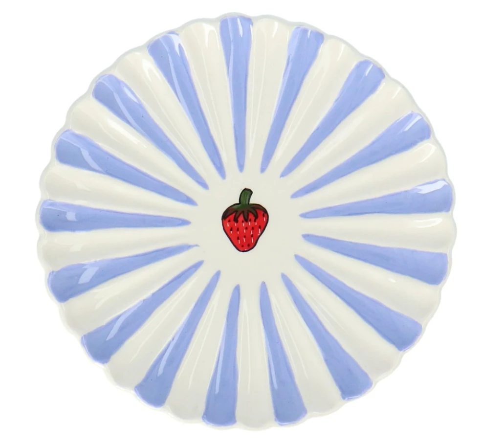 Oldenhof Aardbei coquille ontbijtbord ø 20 cm aardewerk lila