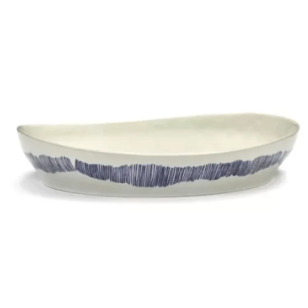 Serax Feast by Ottolenghi serveerschaal S ø 30 cm h 6 cm aardewerk White + Swirl Stripes Blue