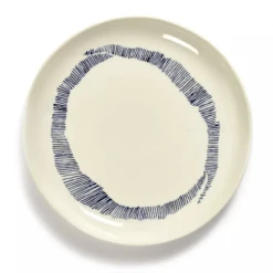 Serax Feast By Ottolenghi Serveerbord ø 35 Cm H 2 Cm Aardewerk White + Swirl Stripes Blue